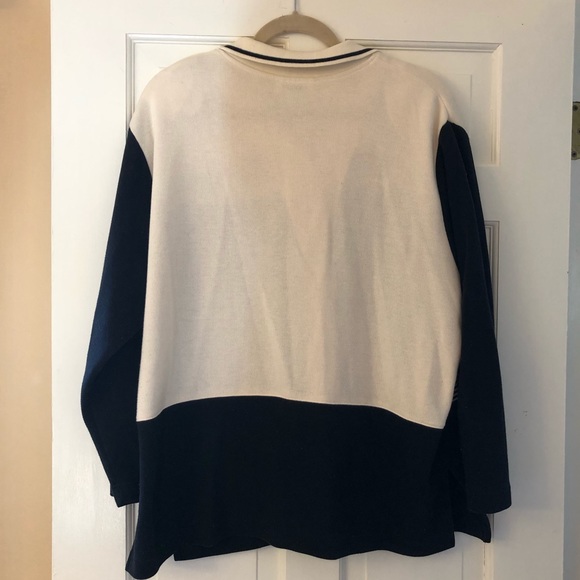 Adolfo Sport Navy/Cream Zebra/Leopard Cardigan - Picture 4 of 7